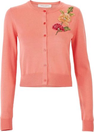Carolina Herrera Cardigan con ricamo floreale - Rosa