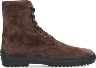 Tod's Lace-up Suede Enkellaarsjes - Heren - Veterlaarzen - Bruin - 43 EU - Leer - Schoenen