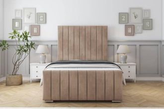 Sloomy California Naples Frame-Mattress - 50 Upholstered Headboard in Light Brown | Size: King