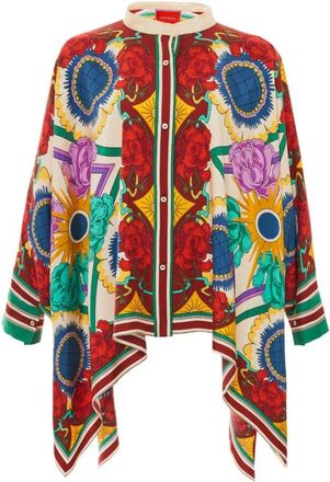La DoubleJ Zijden Foulard Waterfall Blouse - Dames - Overhemden - Veelkleurig - XL - Overhemden