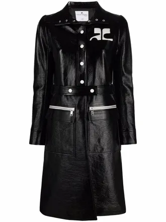 Courr&egrave;ges Trench con logo in vinile - Nero