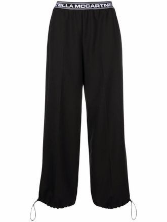 Stella McCartney logo-waistband balloon trousers - women - Cotton - 38 - Black