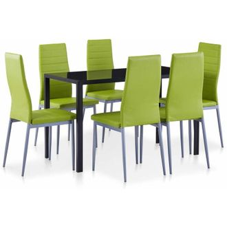 vidaXL Vidaxl - Conjunto De Mesa Y Sillas De Comedor 7 Piezas Verde
