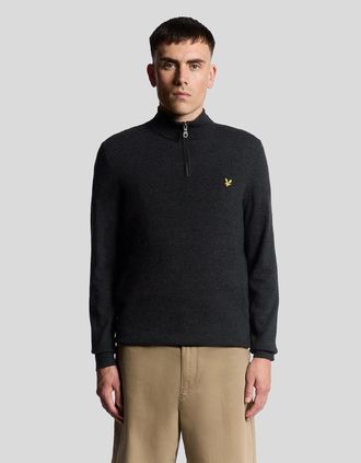 Lyle & Scott Lyle And Scott Mens Lambswool Blend 1/4 Zip Jumper - Black - Size: 38