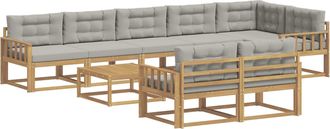 vidaXL Conjunto De Sof&aacute;s De Exterior 9 Uds. Blanco Y Gris Claro Vidaxl