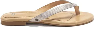 UGG Womens Allaria Ii Leather Flip Flops In Soft Gold