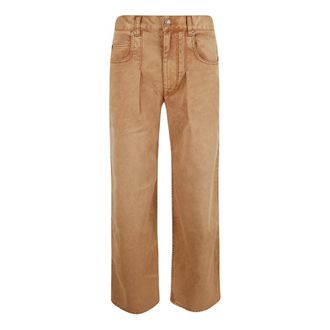 Isabel Marant Pleated Wide-leg Trousers - female - Isabel Marant - Wide Jeans - Brown - M - Jeans