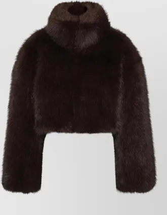 Rotate cropped faux fur jacket