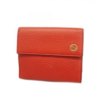 Gucci Red Color Leather Wallet (Bi-Fold) (Pre-Owned)