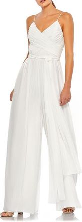 Mac Duggal Womens Flowy Faux Wrap Wide-Leg Jumpsuit in White at Nordstrom, Size X-Small
