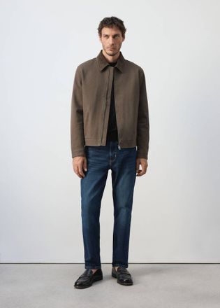 Mango Giacca jeans collo velluto a coste marrone - Uomo - XXL - MANGO MAN