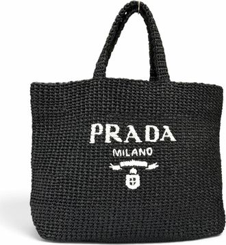 Prada Black Raffia Tote Bag (Pre-Owned)