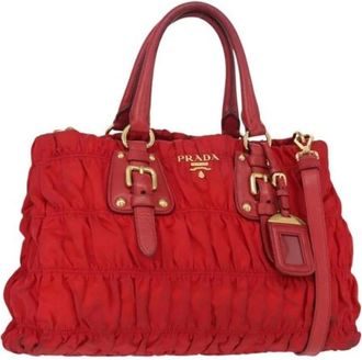Prada Pre-owned Handbags, female, Red, Size: ONE SIZE Pre-owned Leather Handbag