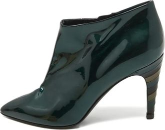 Jimmy Choo London 100mm patent-finish leather ankle boots - Green
