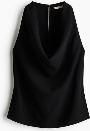 H&M Top mit Wasserfall-Ausschnitt - Schwarz