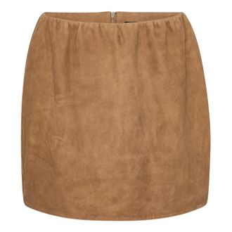 Rotate ROTATE Birger Christensen, Leather Skirts, female, Brown, Size: XL Suede Mini Skirt