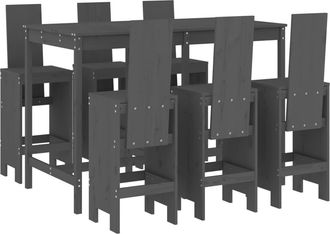 vidaXL Set De Mesa Y Taburetes Altos Jard&iacute;n 7 Piezas Madera Pino Gris Vidaxl