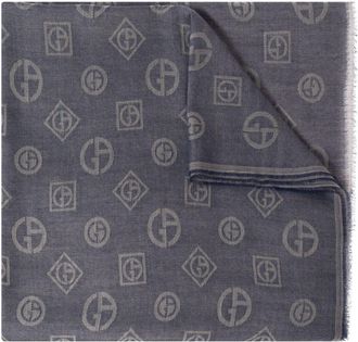 Giorgio Armani Sciarpa con monogramma jacquard - Blu