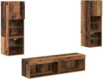 vidaXL Unidad De Pared Para Tv 6 Pcs Madera Envejecida Vidaxl