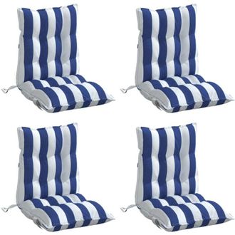 vidaXL Cojines Silla Respaldo Bajo 4 Uds Tela Oxford Rayas Azul Blanco Vidaxl