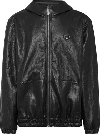 Philipp Plein Jassen, Heren, Zwart, L, Leer, Windbreaker