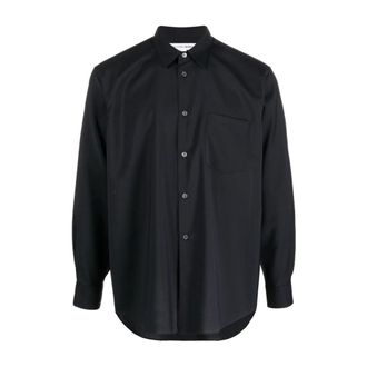 Comme Des Gar&ccedil;ons Overhemden, Heren, Blauw, XL, Wol, Casual Shirts