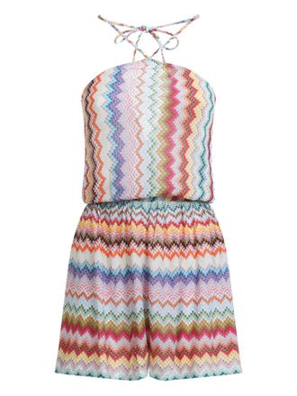 Missoni zigzag-pattern jumpsuit - women - Viscose/Metallised Fibres - 36 - White