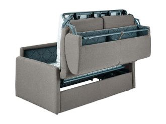 Vente-Unique Sof&aacute; cama italiano 4 plazas de tela CALIFE - Gris claro - Cama 160 cm - Colch&oacute;n viscoel&aacute;stico 22 cm
