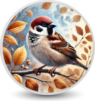 OEM Susurro De Oto&ntilde;o: Gorri&oacute;n Entre Hojas Doradas, Moneda De Plata De 1 Oz