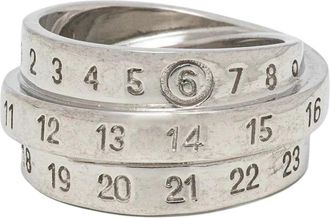 Maison Margiela Triple Logo Numeric Signature Ring - Dames - Ringen - Grijs - 42 MM - Accessoires