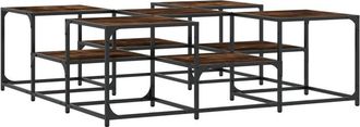 vidaXL Coffee Table Smoked Oak 121x121x40 cm Engineered Wood Vidaxl