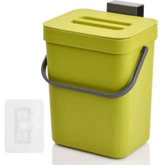 OEM Compostador De 5 Litros - Montaje En Pared Con Ganchos - Pl&aacute;stico Sin Bpa - Para Residuos Org&aacute;nicos - Verde -crezuo