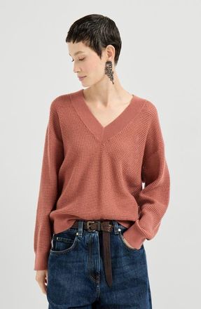 Brunello Cucinelli Cashmere net sweater in Orange at Nordstrom, Size 3X-Large Eu