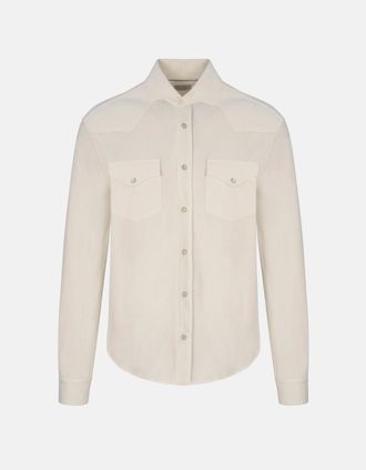 Brunello Cucinelli Mens WESTERN COTTON SHIRT - White - Size: 42/Regular