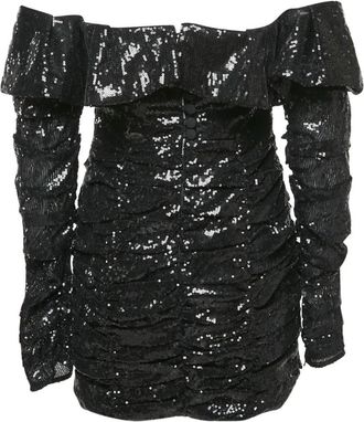 The Attico ruffled sequin mini dress - Black