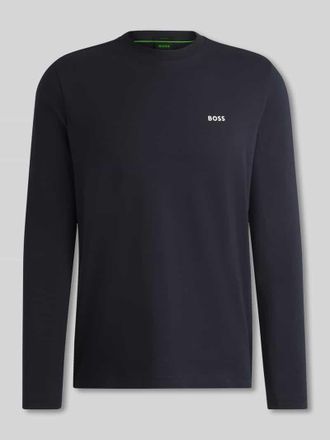 HUGO BOSS Regular Fit Langarmshirt aus Baumwoll-Mix Modell TEE LONG in Dunkelblau, Gr&ouml;&szlig;e M