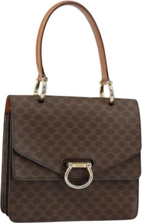 Celine Vintage Top Handle Macadam Canvas Brown Canvas Handbag (Pre-Owned)
