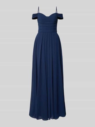 Mascara Maxikleid im Off-Shoulder-Look mit Gehschlitz in Marine, Gr&ouml;&szlig;e 32