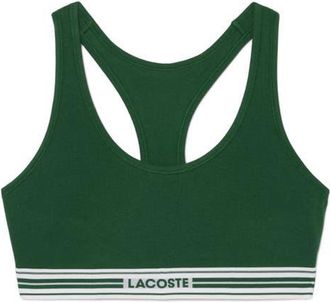 Lacoste Racerback Padded Stretch Cotton Bralette in Green at Nordstrom, Size Xx-Large