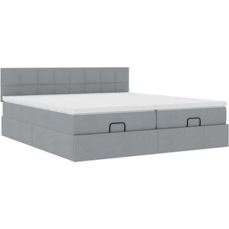vidaXL Estructura De Cama Otomana Colchones Tela Gris Claro 200x200cm Vidaxl