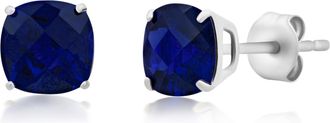 MAX + STONE 925 Sterling Silver 6mm Cushion Cut Gemstone Stud Earrings