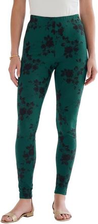 Roaman's Plus Size Essential Stretch Ankle Length Pull On Legging in Emerald Green at Nordstrom, Size Medium