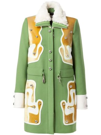 Peter Pilotto paneled coat - women - Viscose/Mohair/Virgin Wool/Cotton - 10 - Green