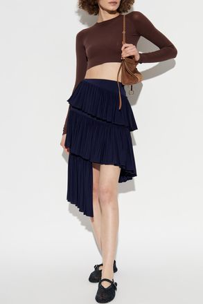 Alaia Asymmetrical Skirt, Womens, Navy Blue