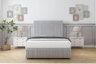 Sloomy Kingsley Plush Divan Base No Drawers-54 Headboard & 12 Footboard in Silver | Size: King