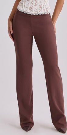 House of CB Chiara Straight Leg Crepe Trousers in Brown at Nordstrom, Size X-Large