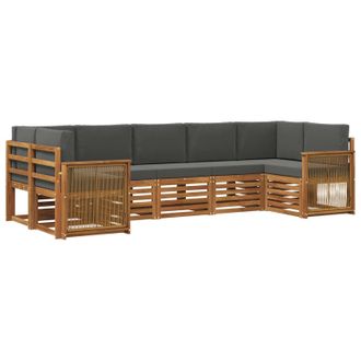 vidaXL Conjunto De Sof&aacute; Seccional Con Coj&iacute;n 6 Pcs Natural Y Antracita Vidaxl