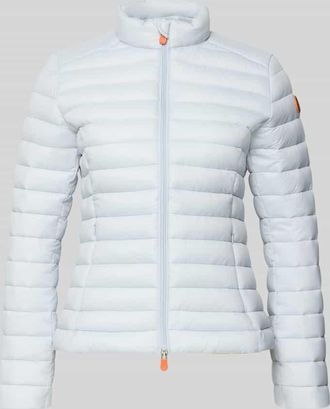 Save The Duck Slim Fit Steppjacke gef&uuml;ttertem Stehkragen Modell Carly in Stein, Gr&ouml;&szlig;e XXL