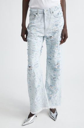 Haikure Winny Destroyed Wide Leg Jeans in Light Blue Destroy at Nordstrom, Size 29