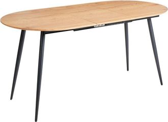 Beliani Mesa de comedor redonda ovalada extensible moderna industrial patas de metal marrón claro Seniac